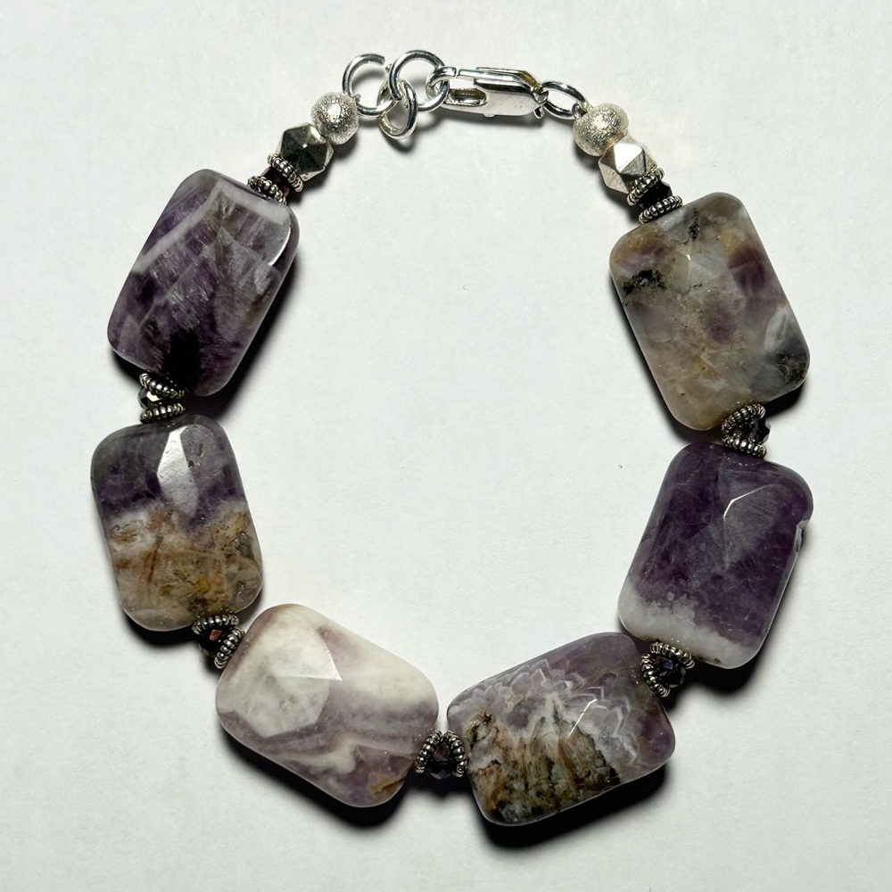 Genuine Amethyst Bohemian Bracelet 7 inches